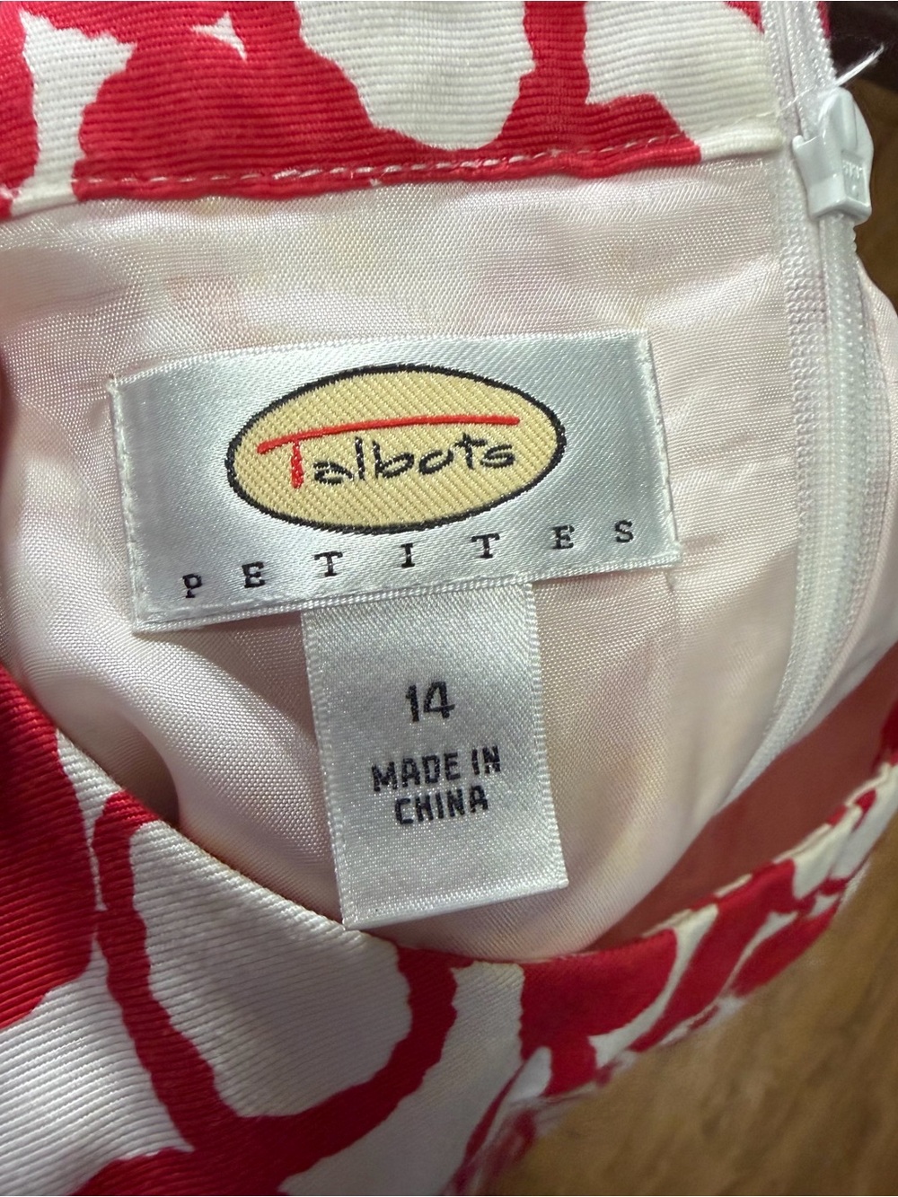 Talbots Red & White Geometric Print Sleeveless Sheath Dress - Picture 5 of 6